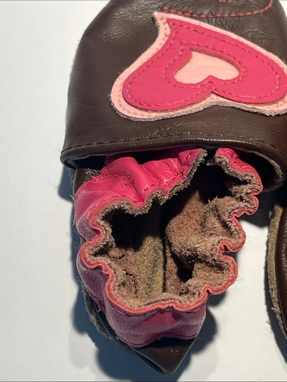 Robeez Dark Brown and Pink Heart Baby Soft-Soled Shoes